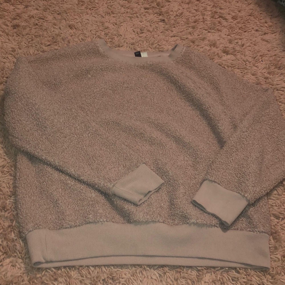 fuzzy light pink sweater!